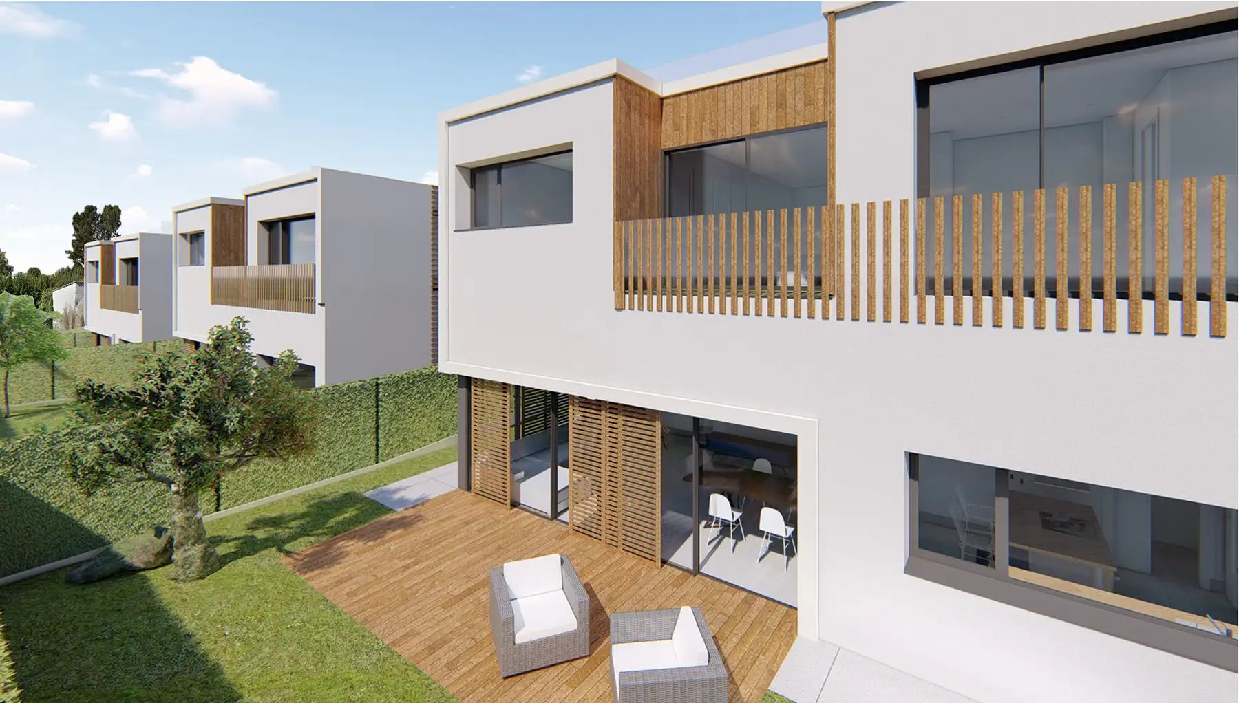 4 Viviendas unifamiliares en Oleiros. Modelo Jardín trasero