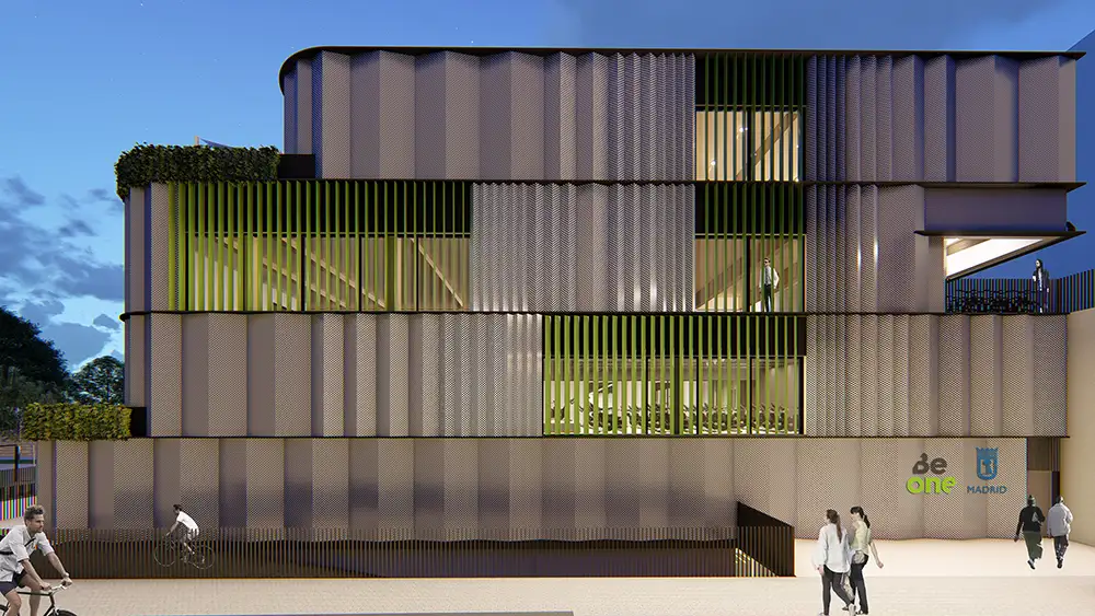 BEONE Tetúan. Nocturna fachada lateral