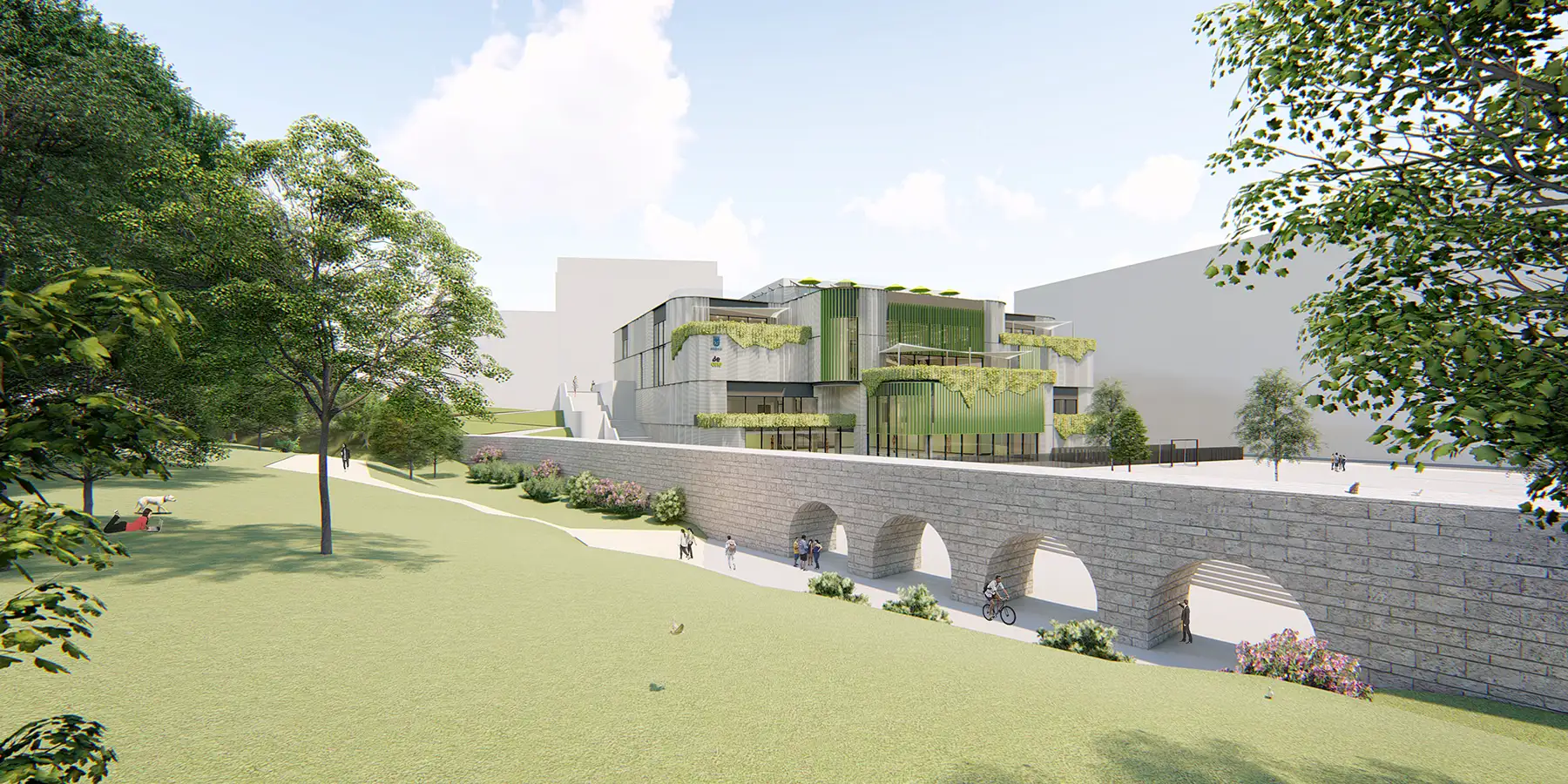 Polideportivo Paseo, jardines exteriores